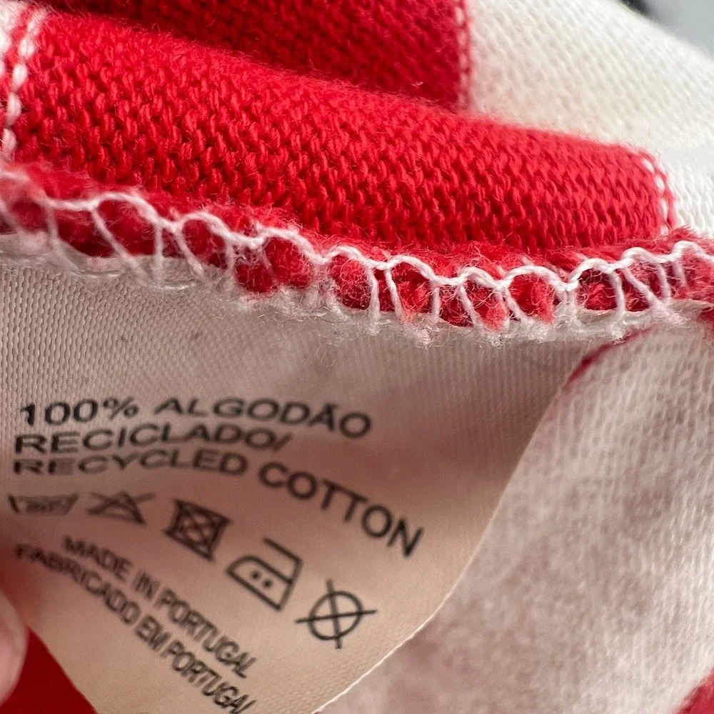 Girls of Dust Top Womens XS Red Striped Pocket T Shirt‎ Tee Natural Cotton - Picture 4 of 7